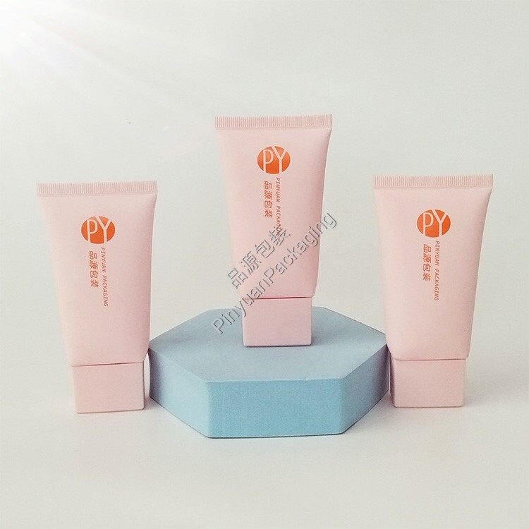 D38 60ml Skincare Cream PE Cosmetic Tube with Pink Rectangular Cap