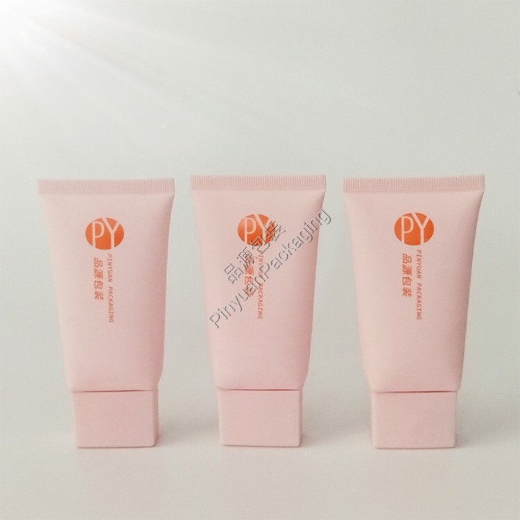 D38 60ml Skincare Cream PE Cosmetic Tube with Pink Rectangular Cap
