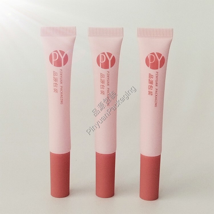 D16 12ml Lip Gloss PE Cosmetic Tube Flocked Applicator with Pink Cap