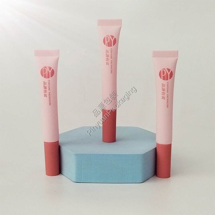 D16 12ml Lip Gloss PE Cosmetic Tube Flocked Applicator with Pink Cap