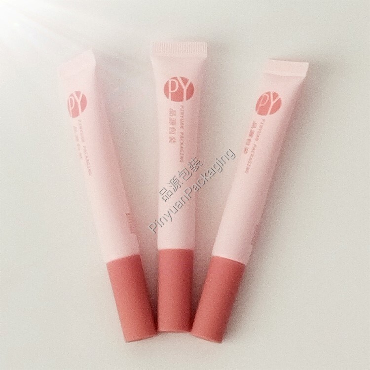 D16 12ml Lip Gloss PE Cosmetic Tube Flocked Applicator with Pink Cap