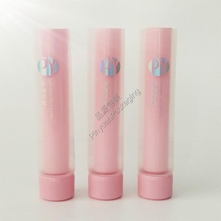 D40+D28 100ml Skincare Lotion PE Double Cosmetic Tube with Pink Cap
