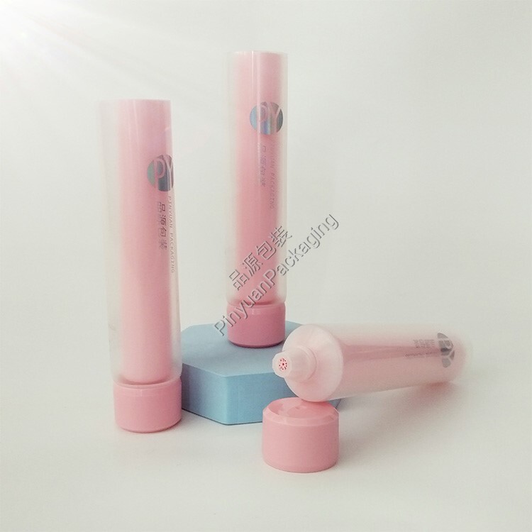 D40+D28 100ml Skincare Lotion PE Double Cosmetic Tube with Pink Cap
