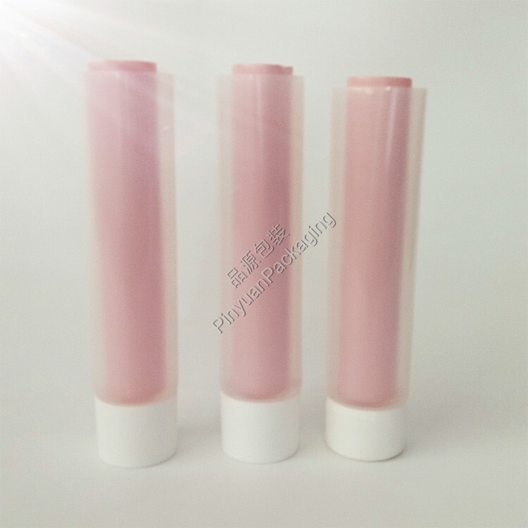 D50+D35 200ml Skincare Lotion PE Double Cosmetic Transparent+Pink Tube with White Cap