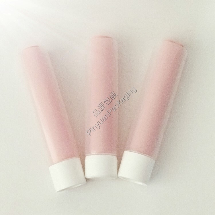 D50+D35 200ml Skincare Lotion PE Double Cosmetic Transparent+Pink Tube with White Cap
