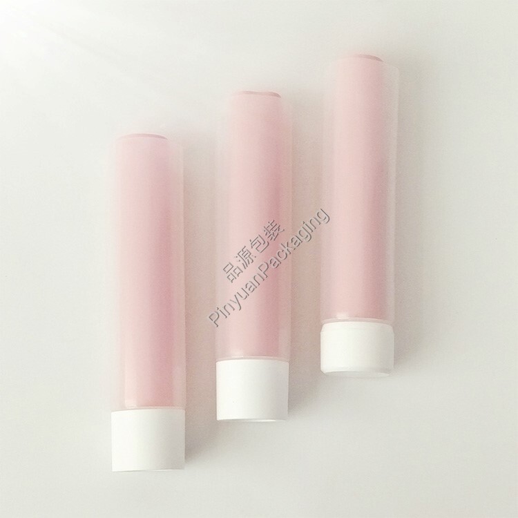 D50+D35 200ml Skincare Lotion PE Double Cosmetic Transparent+Pink Tube with White Cap