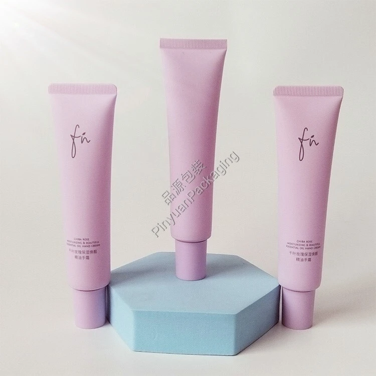 D30 65ml Hand Cream PE Cosmetic Tube with Purple Cylindrical Cap