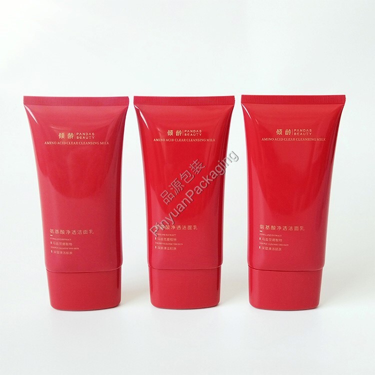D50 120ml Facial Cleanser PE Cosmetic Tube with Oval Red Cap