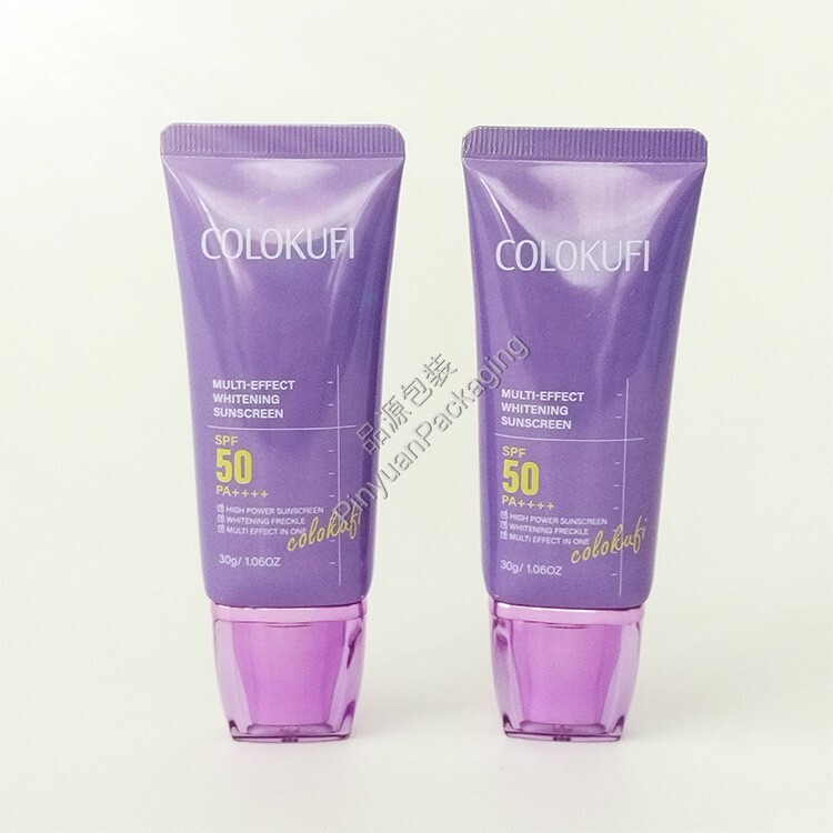 D30 30ml Sunscreen Cream High-gloss ABL Cosmetic Tube with Rectangular Flat Cap