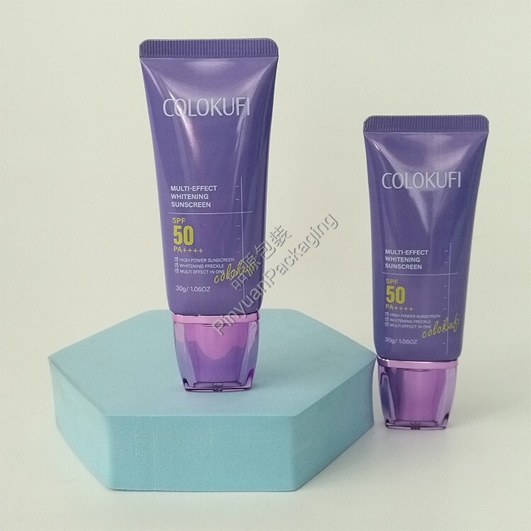 D30 30ml Sunscreen Cream High-gloss ABL Cosmetic Tube with Rectangular Flat Cap