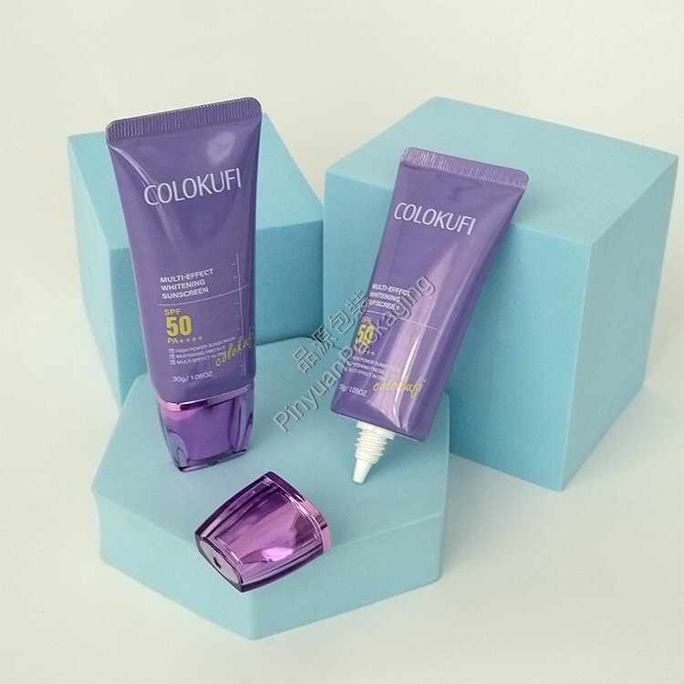 D30 30ml Sunscreen Cream High-gloss ABL Cosmetic Tube with Rectangular Flat Cap