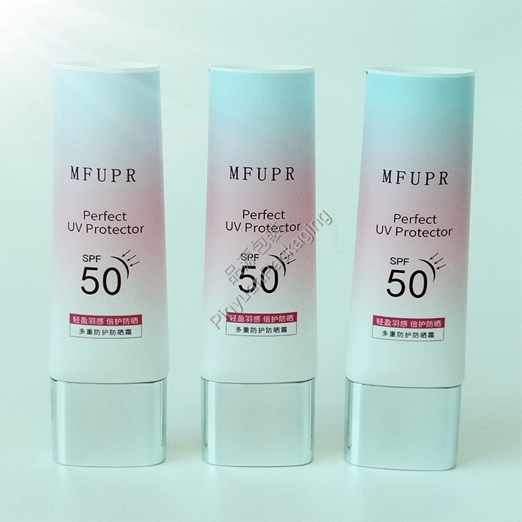 D35 60ml Sunscreen Cream PBL Cosmetic Tube with Silver-plated Oval Cap