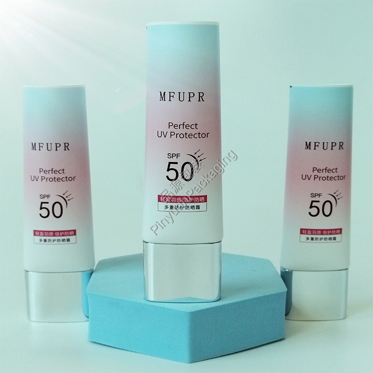 D35 60ml Sunscreen Cream PBL Cosmetic Tube with Silver-plated Oval Cap