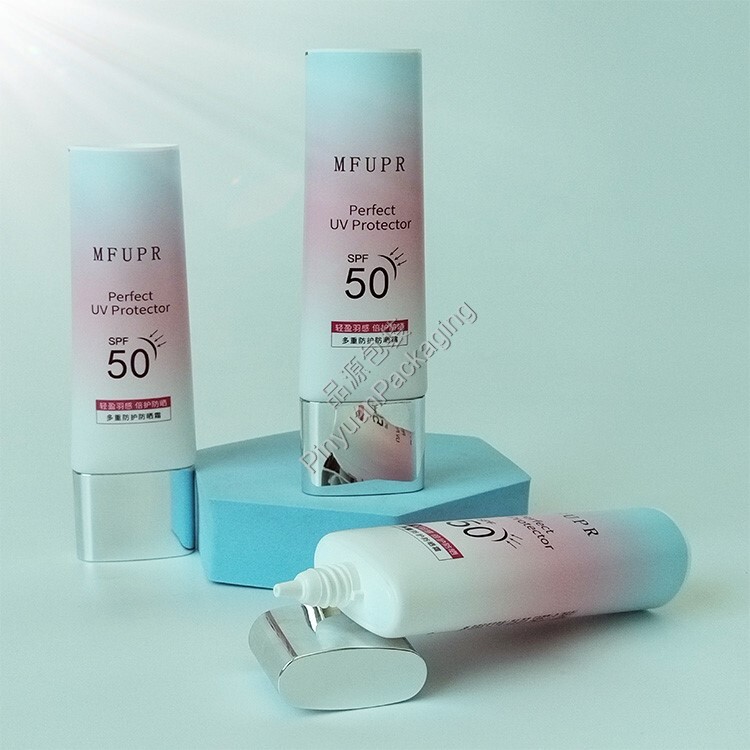 D35 60ml Sunscreen Cream PBL Cosmetic Tube with Silver-plated Oval Cap