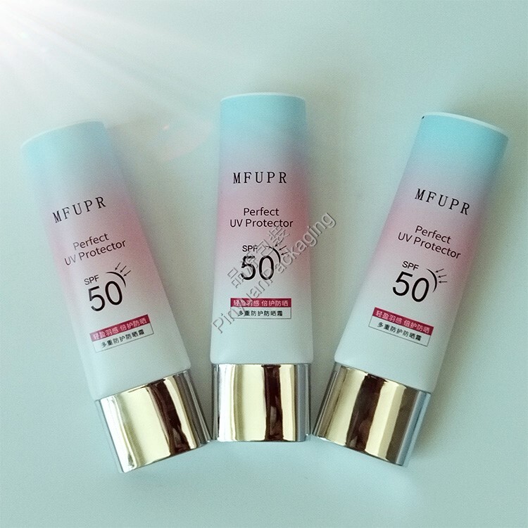 D35 60ml Sunscreen Cream PBL Cosmetic Tube with Silver-plated Oval Cap
