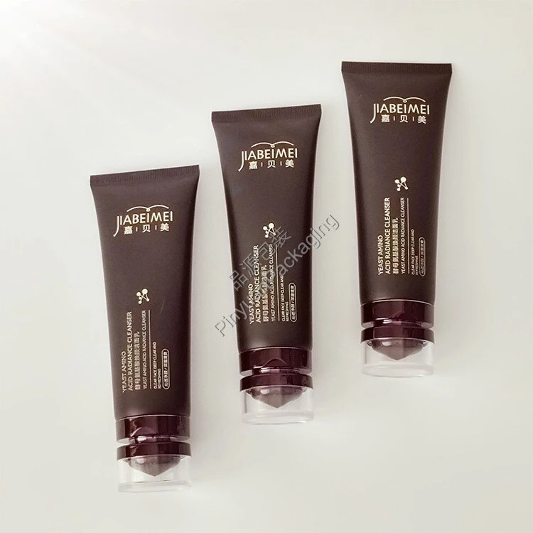D40 100ml Facial Cleanser Black PE Cosmetic Tube with Acrylic Flip-top Cap