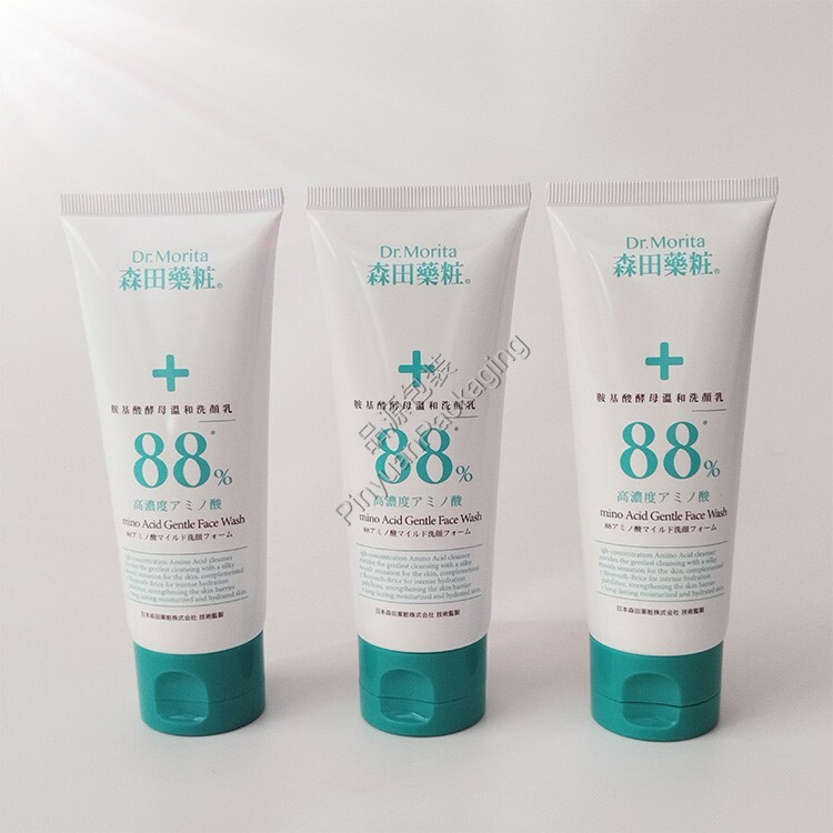 D40 100ml Face Wash Cream PE+30%PCR Cosmetic Tube with Green Flip-top Cap