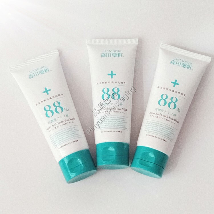 D40 100ml Face Wash Cream PE+30%PCR Cosmetic Tube with Green Flip-top Cap