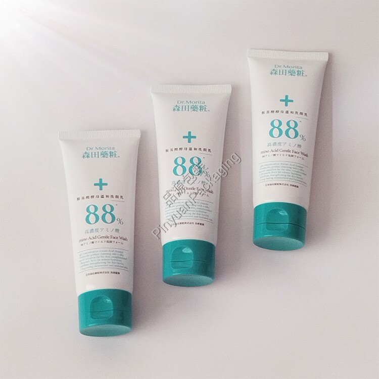 D40 100ml Face Wash Cream PE+30%PCR Cosmetic Tube with Green Flip-top Cap