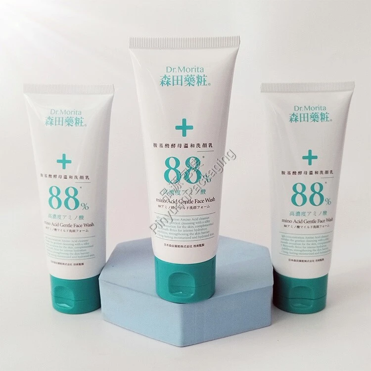D40 100ml Face Wash Cream PE+30%PCR Cosmetic Tube with Green Flip-top Cap