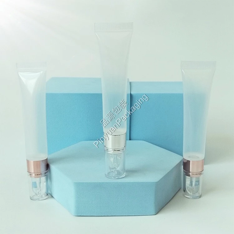 D19 15ml Lip Balm Eye Cream PE Transparent Cosmetic Tube with Soft Silicone Applicator