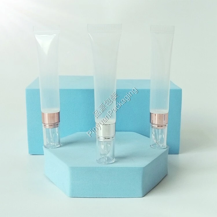 D19 15ml Lip Balm Eye Cream PE Transparent Cosmetic Tube with Soft Silicone Applicator