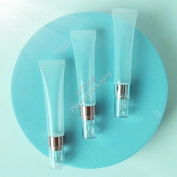 D19 15ml Lip Balm Eye Cream PE Transparent Cosmetic Tube with Soft Silicone Applicator