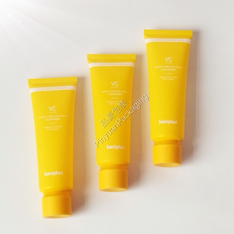 D40 100ml Facial Cleanser PE Cosmetic Tube with Yellow Screw Cap