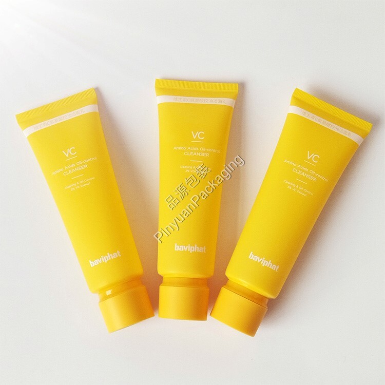 D40 100ml Facial Cleanser PE Cosmetic Tube with Yellow Screw Cap