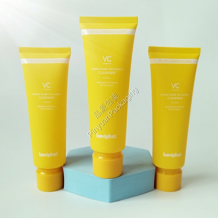 D40 100ml Facial Cleanser PE Cosmetic Tube with Yellow Screw Cap