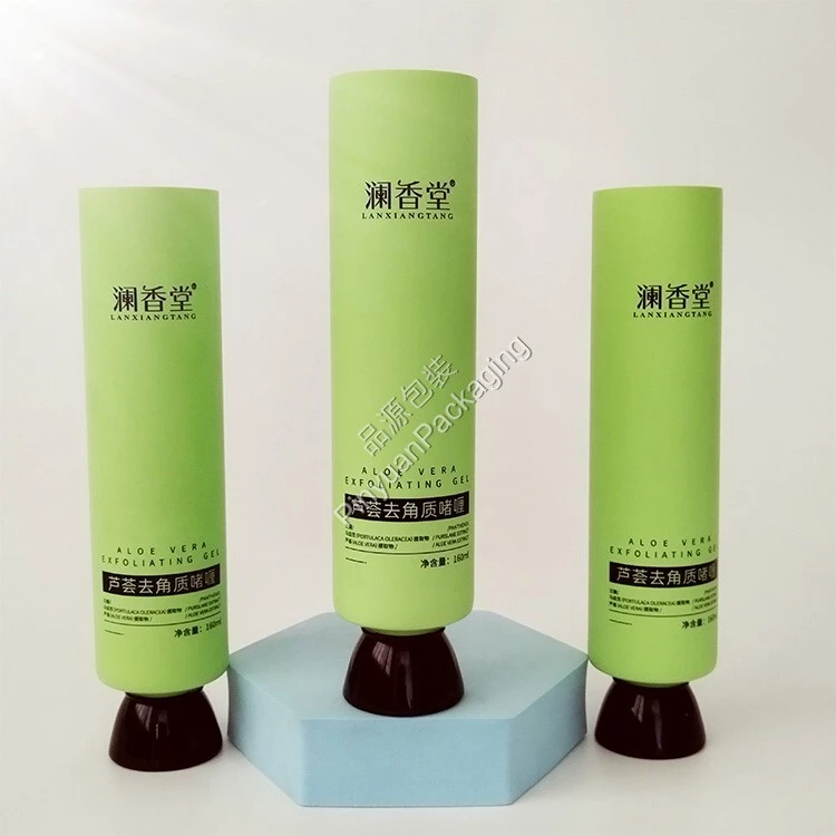 D45 120ml Skincare Gel PE Cosmetic Tube with Green Bowl-shaped Cap