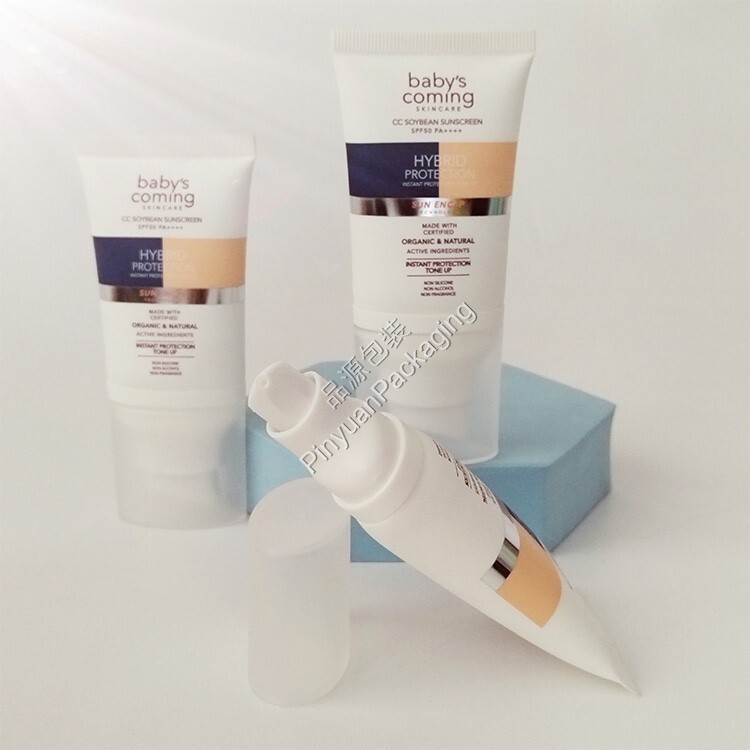 D35 30ml Sunscreen Cream 5-Layer PE Cosmetic Tube with Oval Pump Cap
