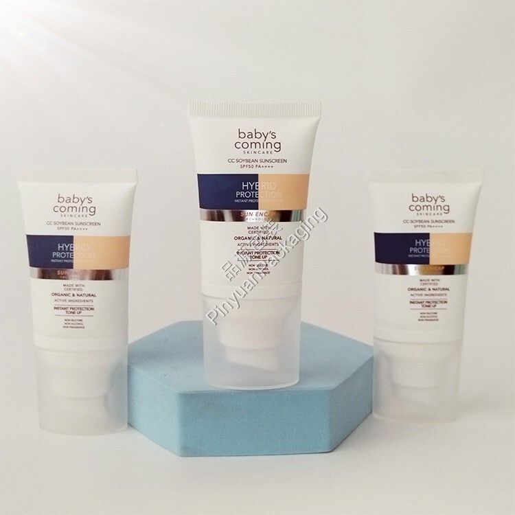 D35 30ml Sunscreen Cream 5-Layer PE Cosmetic Tube with Oval Pump Cap