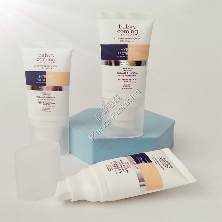 D35 30ml Sunscreen Cream 5-Layer PE Cosmetic Tube with Oval Pump Cap