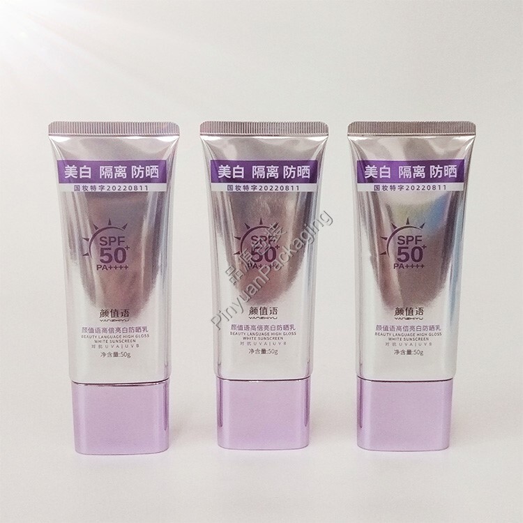 D35 50ml Sunscreen Cream High-gloss ABL Cosmetic Tube with Oval Screw Cap