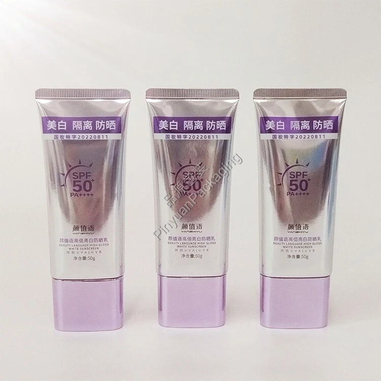 D35 50ml Sunscreen Cream High-gloss ABL Cosmetic Tube with Oval Screw Cap