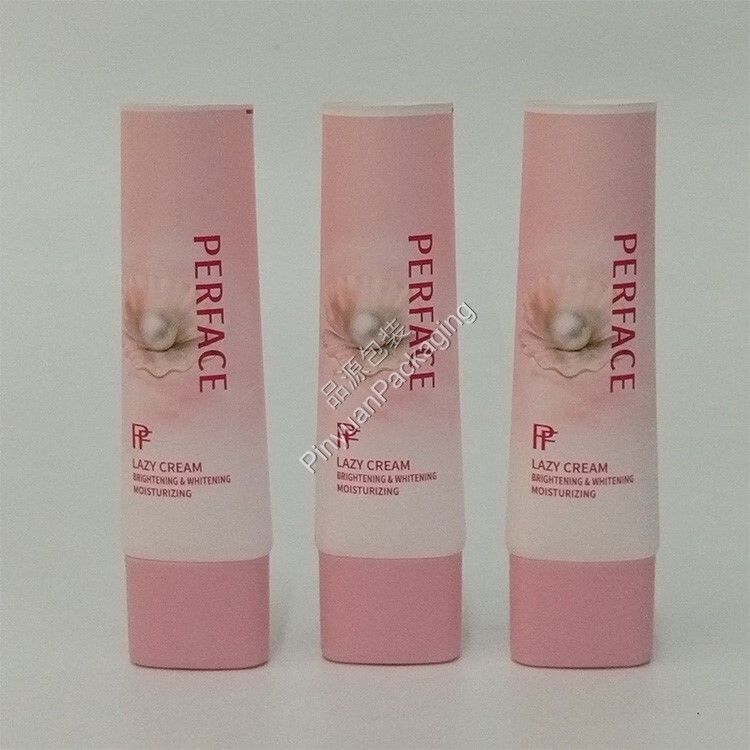 D30 30ml Lazy Cream PE Cosmetic Tube with Pink Flat Screw Cap