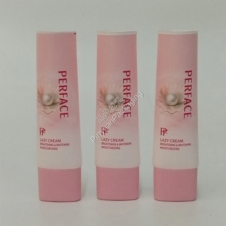 D30 30ml Lazy Cream PE Cosmetic Tube with Pink Flat Screw Cap
