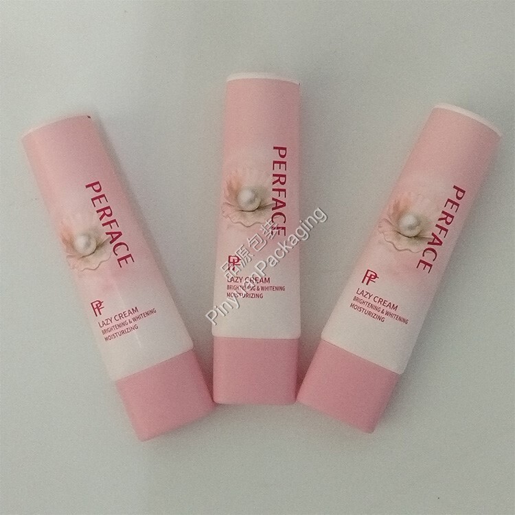 D30 30ml Lazy Cream PE Cosmetic Tube with Pink Flat Screw Cap