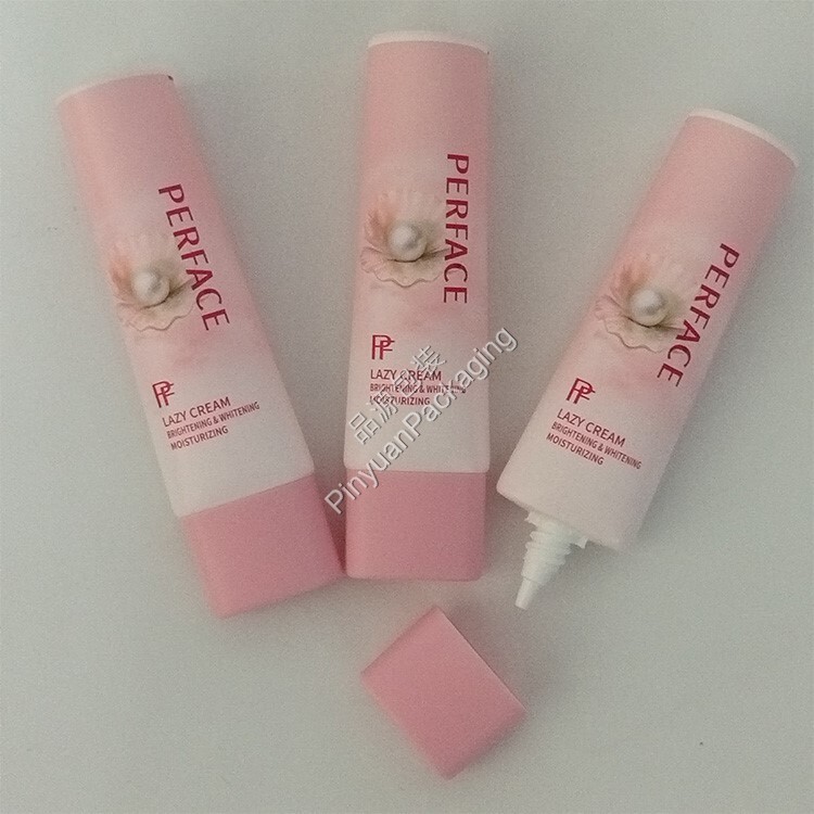 D30 30ml Lazy Cream PE Cosmetic Tube with Pink Flat Screw Cap