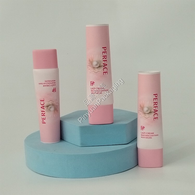 D30 30ml Lazy Cream PE Cosmetic Tube with Pink Flat Screw Cap