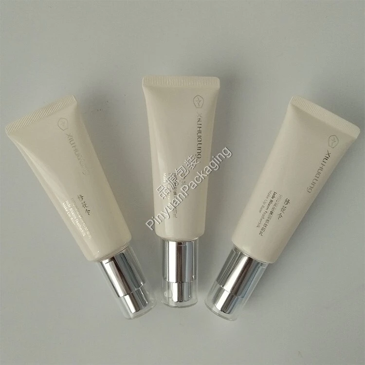 D30 40ml Makeup Base Cream PE Cosmetic Tube with Pump Cap