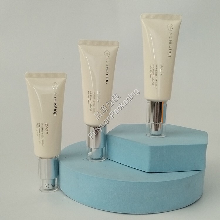D30 40ml Makeup Base Cream PE Cosmetic Tube with Pump Cap