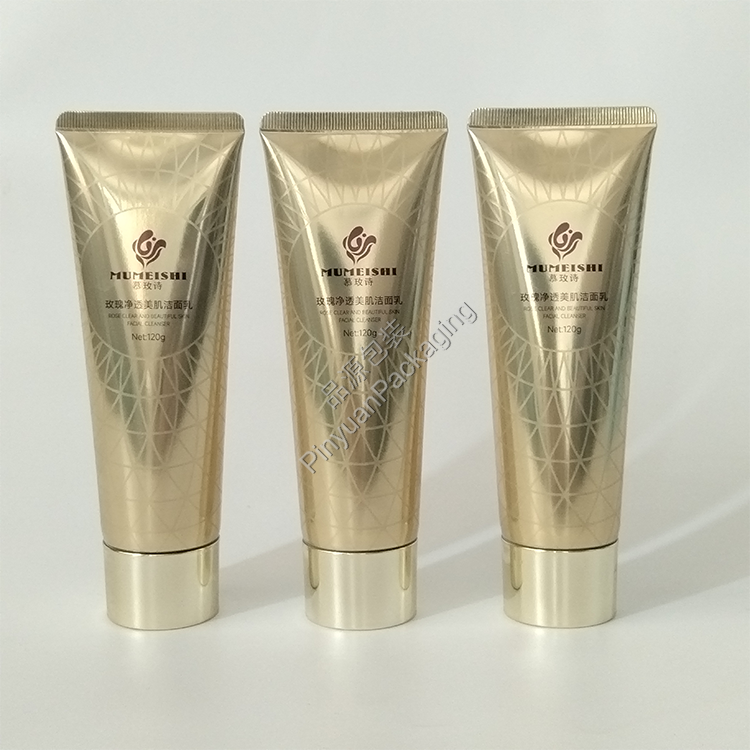 D40 120ml Facial Cleanser High-gloss ABL Cosmetic Tube with Golden Screw Cap
