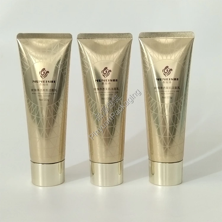 D40 120ml Facial Cleanser High-gloss ABL Cosmetic Tube with Golden Screw Cap
