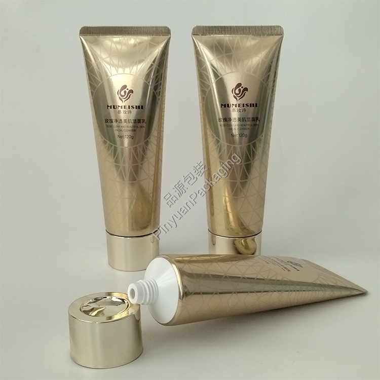 D40 120ml Facial Cleanser High-gloss ABL Cosmetic Tube with Golden Screw Cap