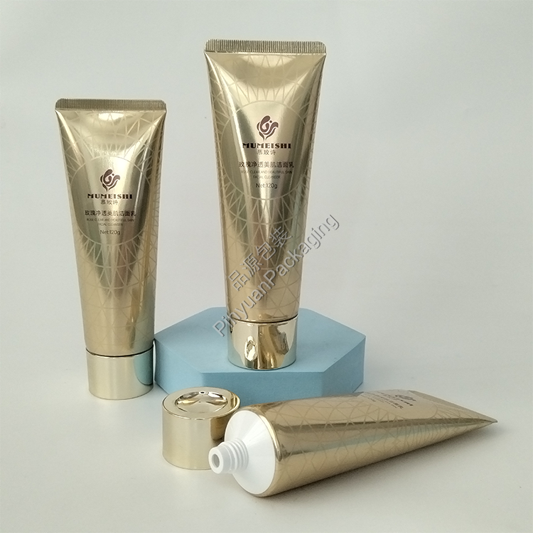 D40 120ml Facial Cleanser High-gloss ABL Cosmetic Tube with Golden Screw Cap