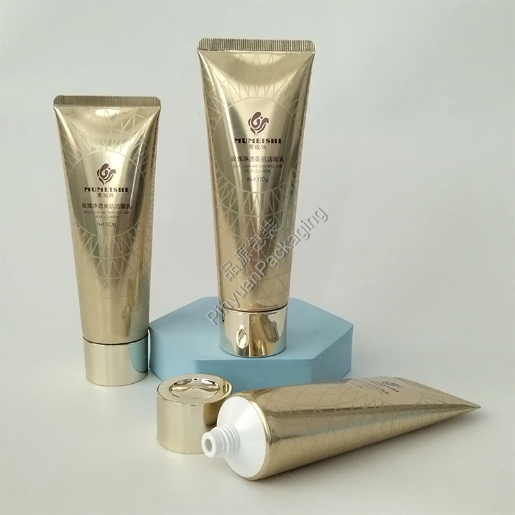 D40 120ml Facial Cleanser High-gloss ABL Cosmetic Tube with Golden Screw Cap
