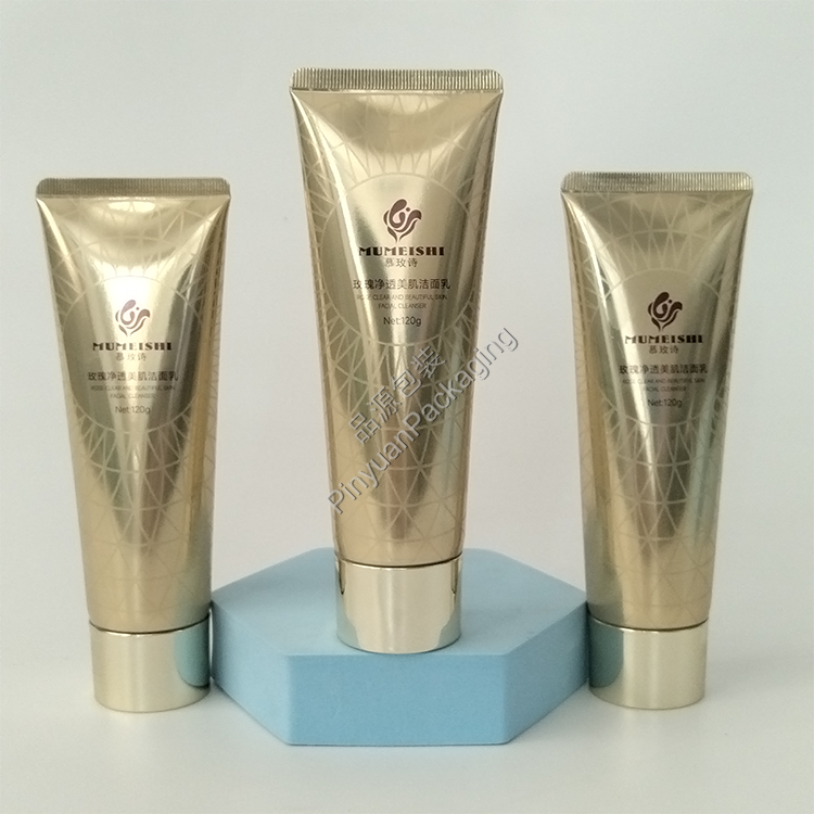 D40 120ml Facial Cleanser High-gloss ABL Cosmetic Tube with Golden Screw Cap