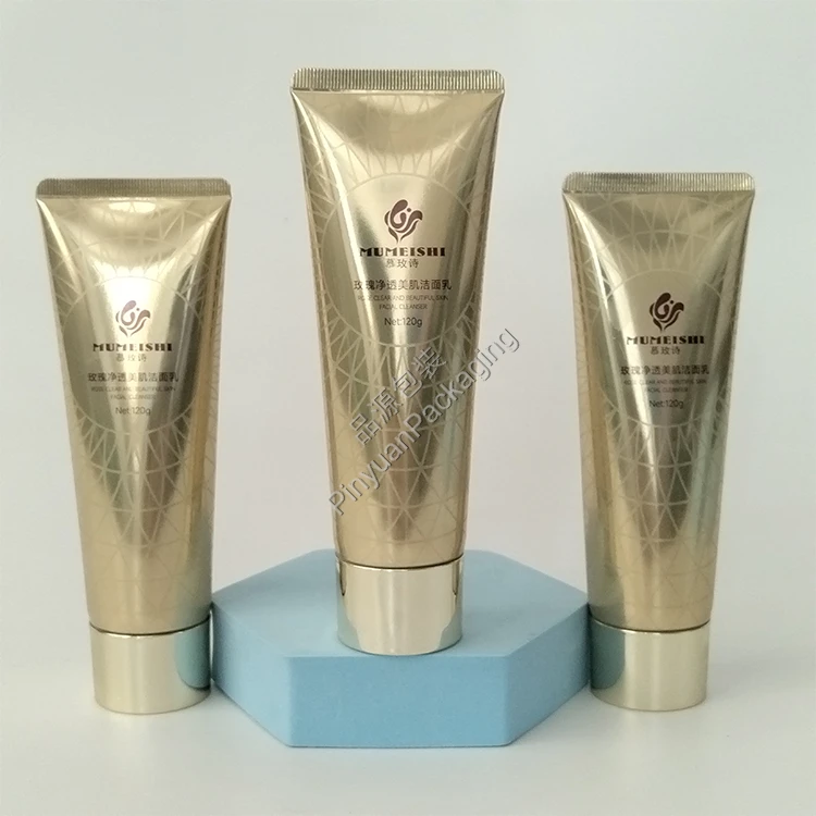 D40 120ml Facial Cleanser High-gloss ABL Cosmetic Tube with Golden Screw Cap